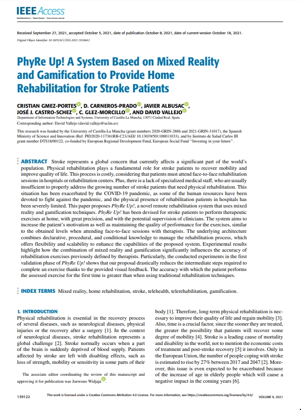 PhyRe Up! A system based on mixed reality and gamification to provide home rehabilitation for stroke patients