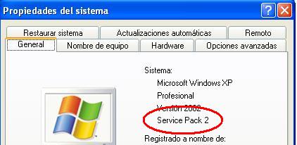 Cómo ver si tenemos el Service Pack 2 de Windows XP